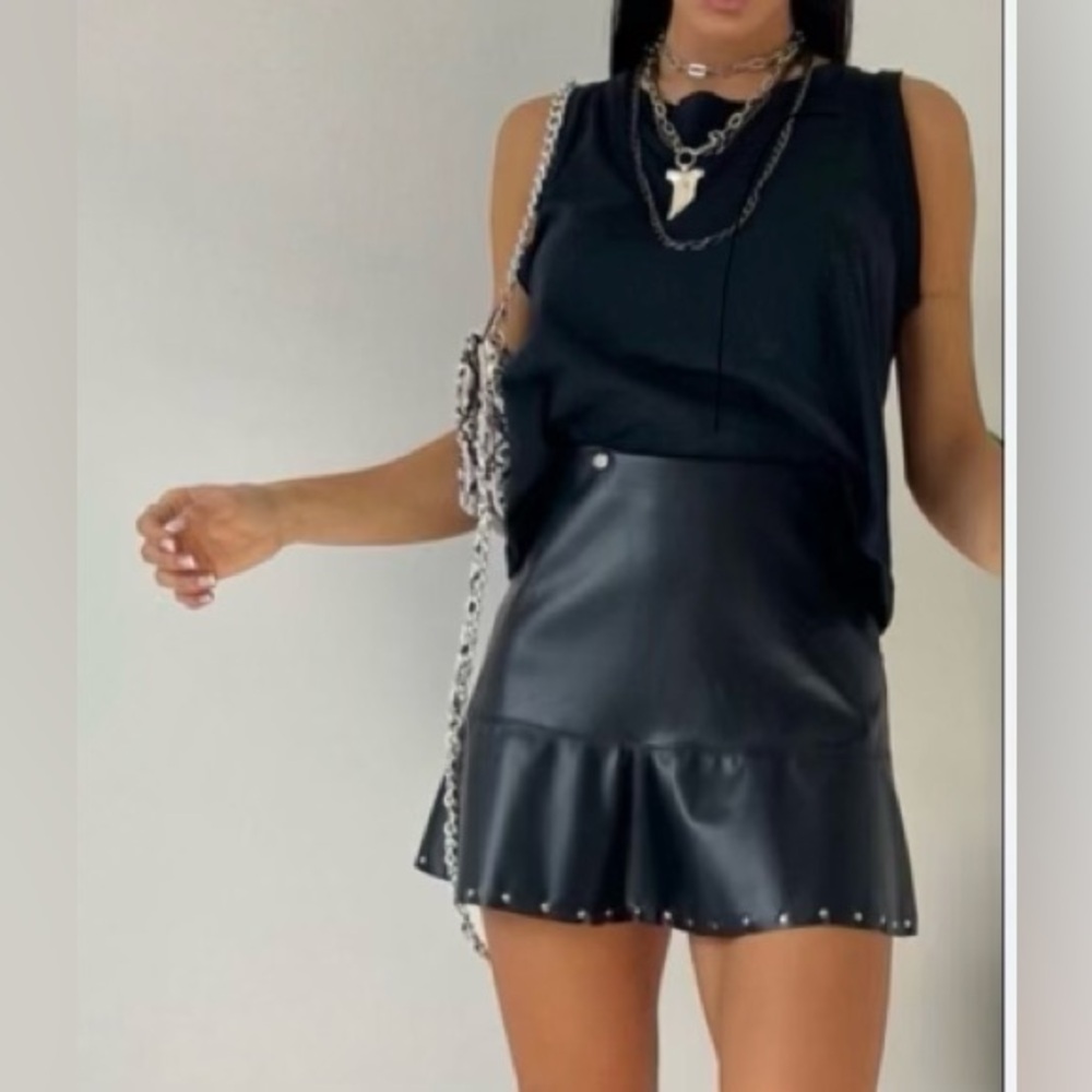 Mango Faux leather mini skirt